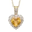 10k Yellow Gold Heart Shaped Citrine and Diamond Pendant