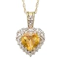 10k Yellow Gold Heart Shaped Citrine and Diamond Pendant