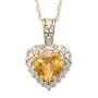 10k Yellow Gold Heart Shaped Citrine and Diamond Pendant