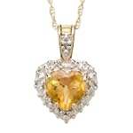 10k Yellow Gold Heart Shaped Citrine and Diamond Pendant