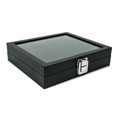 Huji glass top ring display showcase with 36 slot velve…