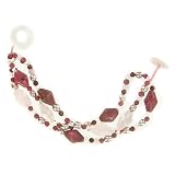 Rose Quartz, Rhodonite and Dyed Pink Freshwater Cultured Pearl Three-Strand Bracelet by Sajen