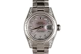Rolex Ladies White Gold President White Mother Of Pearl Dial Fluted Bezel