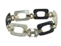 White Mother Of Pearl and Onyx Link Bracelet with Diamond, 14k Gold