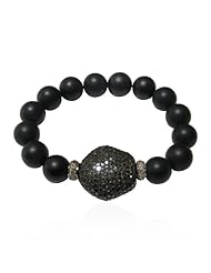 Sterling Silver Diamond Pave Cord Beaded Bracelet Jewelry By Socheec