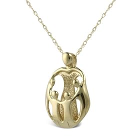 Loving Family&reg 14k Gold Pendant - Mother and Four Children