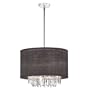 Dainolite 15245-115 5-Light Crystal Pendant with Black Organza Shade, Polished Chrome/Crystal/Organza