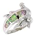 Sterling Silver, Synthetic Opal Inlay Hammerhead Shark Ring, 3/4" (19 mm) wide, size 7