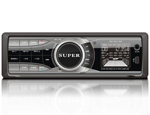 SUPER SP-501CD MP3 Autoradio Bluetooth Freisprechfunktion mit CD Player, USB Anschluss und SD Karten-Slot WMA ID3-Tag Single DIN (DIN 1) abnehmbares Bedienteil inkl. Fernbedienung