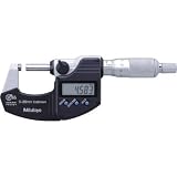 Mitutoyo 293-240 LCD Coolant Proof Micrometer, Ratchet Stop, With Inspection Certificate, 0.001mm Resolution, 0-25mm Range