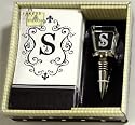 Gift Set of 30 Monogram Paper Guest Towels and 1 Monogram Glass Winestopper - S
