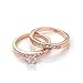 [Princess Series] Yoursfs Princess Cut 5mm Cubic Zirconia Wedding Engagement 2 Piece in 1 Ring 18k Rose Gold Plated Nickel Free