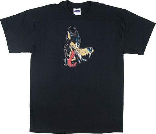 Cool Kustom Kulture Wolf Black Men's Tee ~ Big Bad Wolf Howl Mechanics Monster T-Shirt, Cool Tattoo/Kustom Kulture Art Tee by Forbes-Available in Adult Size Large -Free Shipping, too