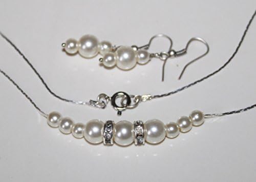 EXPRESS SHIPMENT-Swarovski Ivory Pearl Earring and Necklace Set-Unique Bridesmaid Gifts Set-Silver Filled Bridesmaid Jewelry set of 4,5,6,7,8,9,10