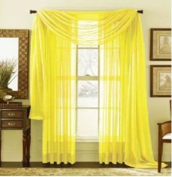1kidandaheadache 2pc Sunflower Yellow Voile Fully Stiched Elegant Sheer Panels 60x84