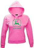 John Deere Green Foil Logo Girls Hoodie (Pink)