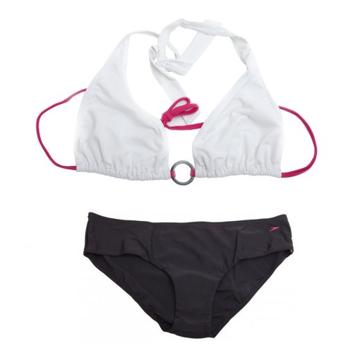Speedo Ladies/Womens Swim Wear Bikini Top & Briefs Set (Black White)