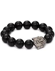 Borgioni Buddha and Black Agate Beaded Bracelet
