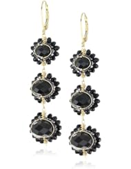 Dana Kellin Graduated Triple Jet Crystal Hand Wrapped Drop Earrings