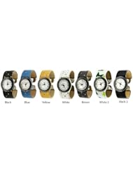Geneva Womens Colored Star Band Cuff Watch-Black