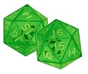 Set of 2 Double Dice 20 Sided - Transparent Green