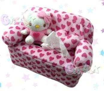 Sanrio Hello Kitty Plush Pink Hearts Tissue Box Cover