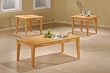 3pc Contemporary Maple Finish Wood Coffee Table & 2 End Tables Set By Coaster Furniture