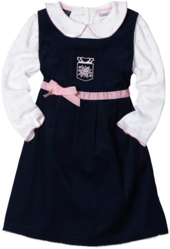 So La Vita Little Girls' Toddler Velvet Waist Trim Dress, Navy, 2T