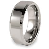 Beveled Edge Polished Tungsten Carbide Ring (8.0mm) - Sizes 5 - 13.5