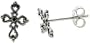 Very Tiny Filigree Cross Stud Earrings in Sterling Silver 7/16" (11mm) Long