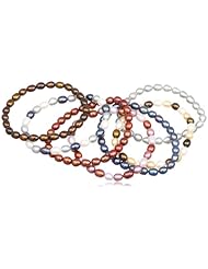 7 Piece Fall Tones Freshwater Cultured Pearl Stretch Bracelet Set, 7.5"