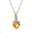 Heart Necklace With 0.70ctw Precious Stones - Genuine Citrine and Topazes Yellow Gold Length 18in