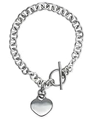 Sterling Silver Round Link Rolo w/ Heart Tag Handmade Bracelets and Necklaces, sizes 7, 8 & 18 inch