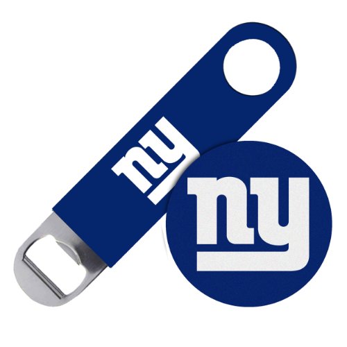 Boelter Bottle Opener with Coaster Set - New York Giants