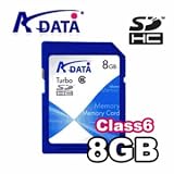A-DATA 8GB Turbo Secure Digital High Capacity (SDHC) Class 6 Memory Card - Retail Package