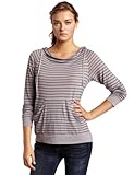 Three Dots Women's Tencel Mini Stripe Long Sleeve Hoody With Kangaroo Pockets