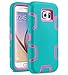 ULAK Galaxy S6 Case, S6 Case - Shock Absorption Hybrid Rubber Combo Case Cover 3in1 Rigid Plastic+Soft Silicone for Samsung Galaxy S6 (Rose Pink/Blue)