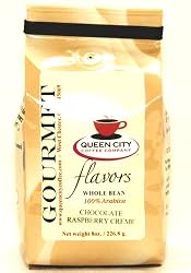 Queen City Chocolate Raspberry Creme Flavored Whole Bean Coffee, 8-Ounce Bags (Pack of 3)