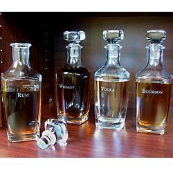Liquor Decanters - Four Glass Bottle Set