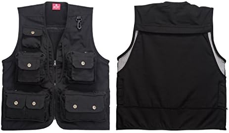 HJGBEDS Boy Mens Fishing Vest Photographer's Vest Wild Survival Jacket Black L