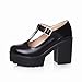 Show Shine Women's Chic T Strap Buckle Platform High Chunky Heel Shoes