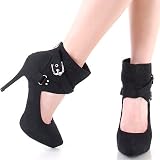 Ankle Strap Hidden Platform Pumps Black Suede 41t42myXcAL. SL160 Ankle Strap Hidden Platform Pumps Black Suede