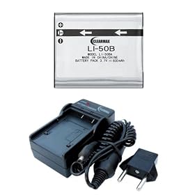ClearMax Li-50B Rechargeable Li-Ion Battery + Wall Charger + Car Adapter + European Plug Adapter for Olympus Stylus Tough 8000, 6000, 1030 SW, 9000, 1010, 1020 Digital Camera