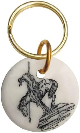Montana Marble Etched End of the Trail Keychain