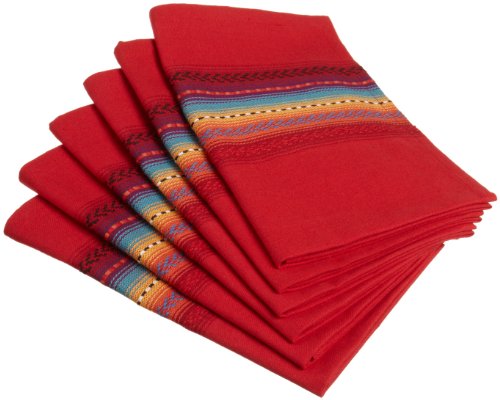 DII Fiesta Sunset Stripe Napkin, Ribbon Red, Set of 6