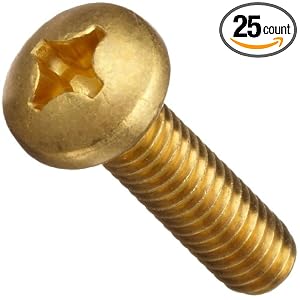 Brass Machine Screw, Pan Head, Phillips Drive, #2-56, 1/8" Length (Pack of 25)
