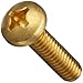 Brass Machine Screw, Plain Finish, Pan Head, Phillips Drive, 1/4
