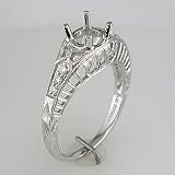 0.10 CT TW ROUND DIAMOND ANTIQUE STYLE ENGAGMENT RING SETTING MADE IN PLATINUM