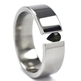 New 6 mm Titanium Tension Setting Ring with a Tear Drop Gemstone