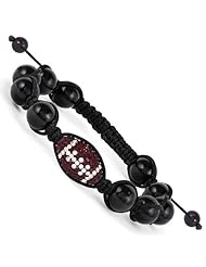 Swarovski Elements College Station Spirit Football & Onyx Macrame Bracelet